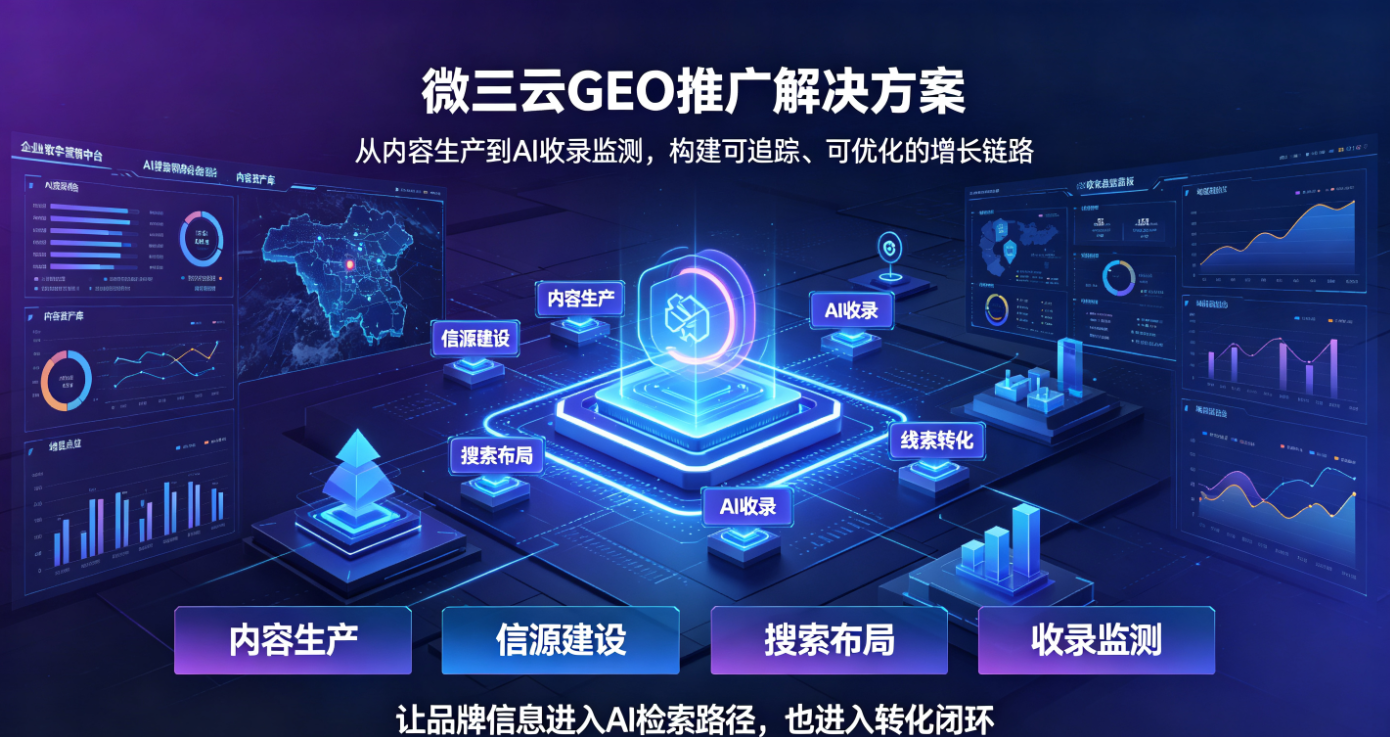 微三云 GEO 推广解决方案：从内容生产到 AI 收录监测的全链路服务
